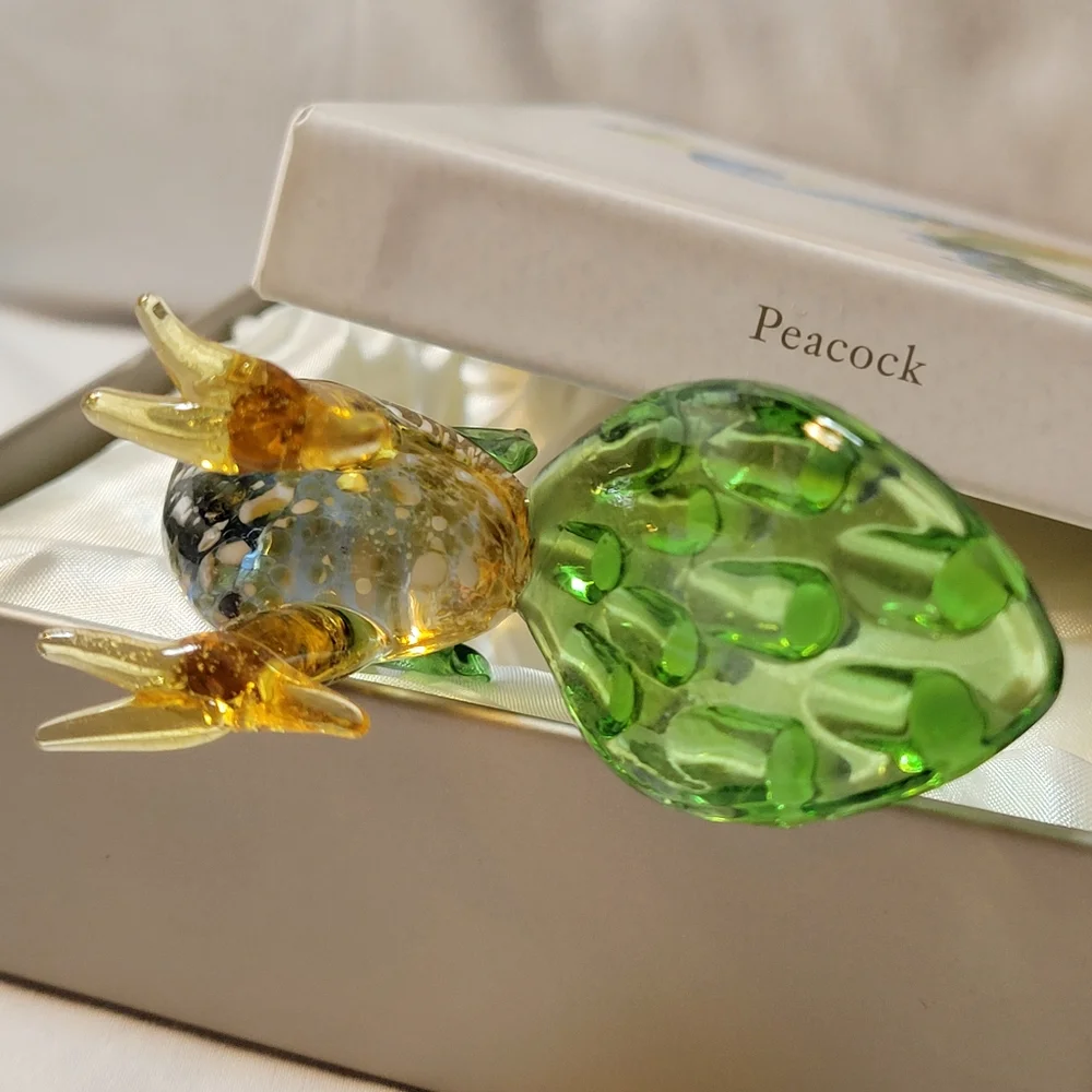 Pier 1 Glass Peacock Figurine in Box